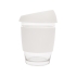 Стеклянный стакан Monday с силиконовой крышкой и манжетой, 350мл, белый, прозрачный/белый, боросиликатное стекло, силикон