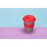 Стакан с силиконовой крышкой Café, красный, серо-коричневый/красный, 50% бамбуковое волокно, 50% полипропилен