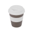Стакан с силиконовой крышкой Café, белый, серо-коричневый/белый, 50% бамбуковое волокно, 50% полипропилен