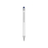 Ручка металлическая шариковая Flowery со стилусом и цветным зеркальным слоем, белый/синий, белый/синий, металл