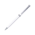 Ручка шариковая Pierre Cardin SLIM с поворотным механизмом, белый/серебро, белый/серебристый, корпус- латунь с лакированным покрытием, клип- металл