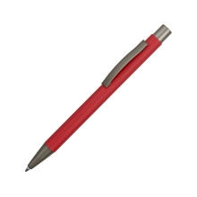Ручка металлическая soft touch шариковая Tender с зеркальным слоем, красный/серый