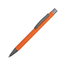 Ручка металлическая soft touch шариковая Tender с зеркальным слоем, оранжевый/серый