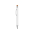 Ручка металлическая шариковая Flowery со стилусом и цветным зеркальным слоем, белый/оранжевый, белый/оранжевый, металл