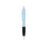 Прорезиненная шариковая ручка Nash, голубой, голубой/черный/серебристый, алюминий с силиконовым покрытием