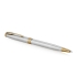 Ручка шариковая Parker Sonnet Core Stainless Steel GT, серебристый/золотистый, серебристый/золотистый, нержавеющая сталь	шлифованная. торец ручки- латунь, покрытая золотом. зажим колпачка и кольцо- сталь, покрытая золотом