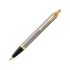 Ручка шариковая Parker IM Core Brushed Metal GT, серебристый/золотистый, серебристый/черный/золотистый, латунь, круговая полировка. отделка- латунь с позолотой