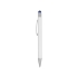 Ручка металлическая шариковая Flowery со стилусом и цветным зеркальным слоем, белый/синий, белый/синий, металл