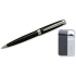 Набор: ручка шариковая, зажигалка. Pierre Cardin, черный/серебристый, корпус- латунь, лак/отделка и детали дизайна- сталь, хром/зажигалка- сплав цинка, лак, хром