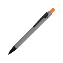 Ручка металлическая soft-touch шариковая «Snap», серый/черный/оранжевый