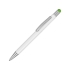 Ручка металлическая шариковая Flowery со стилусом и цветным зеркальным слоем, белый/зеленое яблоко, белый/зеленое яблоко, металл