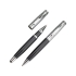 Набор Бельведер: ручка шариковая, ручка роллер в футляре, серебристый/черный, металл