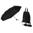 Зонт Picau из переработанного пластика в сумочке, черный, черный, зонт: купол - 190т полиэстер из переработанного пластика, каркас - металл, ручка - софт-тач, сумочка: полиэстер из переработанного пластика