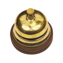 Настольный звонок для совещаний, золотистый/коричневый Настольный звонок для совещаний, золотистый/коричневый