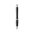 Светящаяся шариковая ручка Nash со светящимся черным корпусом и рукояткой, синий, черный/серебристый/синий, абс пластик