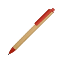 Ручка картонная пластиковая шариковая «Эко 2.0», бежевый/красный