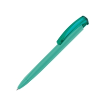 Ручка шариковая трехгранная UMA TRINITY K transparent GUM, soft-touch, морская волна