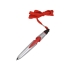 Ручка шариковая на шнуре серебристая/красная, серебристый/красный, пластик/полиэстер