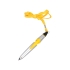 Ручка шариковая на шнуре серебристая/желтая, серебристый/желтый, пластик/полиэстер