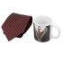 Набор: кружка и галстук «Утро джентльмена», черный/белый, бордовый, керамика, полиэстер