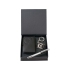 Набор Cerruti 1881: визитница, ручка роллер, брелок с флеш-картой USB 2. на 4 Гб, черный/серебристый, натуральная кожа/латунь