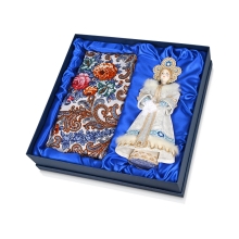 Набор: кукла в народном костюме, платок «Аленушка», белый/голубой