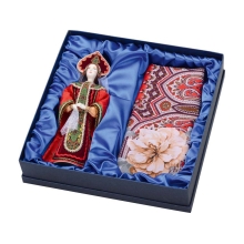 Набор: кукла в народном костюме, платок «Евдокия», красный