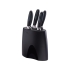 Набор кухонных ножей с подставкой, 5 шт., черный/серебристый, нержавеющая сталь/поликарбонат