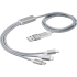 Универсальный зарядный кабель 3-в-1 с двойным входом, серебристый, серебристый, алюминий с медным покрытием, полиэстер
