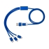 Универсальный зарядный кабель 3-в-1 с двойным входом, синий, синий, алюминий с медным покрытием, полиэстер