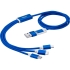 Универсальный зарядный кабель 3-в-1 с двойным входом, синий, синий, алюминий с медным покрытием, полиэстер