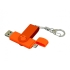 Флешка с поворотным механизмом, c дополнительным разъемом Micro USB, 16 Гб, оранжевый, оранжевый, пластик с покрытием soft-touch/металл