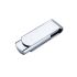 USB-флешка металлическая поворотная на 16 ГБ, глянец, серебристый/глянец, металл