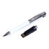 Флешка в виде ручки с мини чипом, 16 Гб, белый/серебристый, белый/серебристый, металл/кожа пу