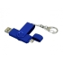Флешка с поворотным механизмом, c дополнительным разъемом Micro USB, 32 Гб, синий, синий, пластик с покрытием soft-touch/металл