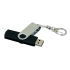 Флешка с  поворотным механизмом, c дополнительным разъемом Micro USB, 32 Гб, черный, черный, пластик/металл