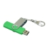 Флешка с  поворотным механизмом, c дополнительным разъемом Micro USB, 16 Гб, зеленый, зеленый/серебристый, пластик/металл
