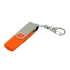 Флешка с  поворотным механизмом, c дополнительным разъемом Micro USB, 64 Гб, оранжевый, оранжевый/серебристый, пластик/металл