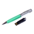 Флешка в виде ручки с мини чипом, 16 Гб, зеленый/серебристый, зеленый/серебристый, металл/кожа пу