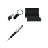 Подарочный набор: USB-флешка на 16 Гб, ручка шариковая. Hugo Boss, черный/серебристый, черный/серебристый, латунь/кожа/PU, латунь/хром