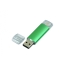 USB-флешка на 64 ГБ.c дополнительным разъемом Micro USB, зеленый, зеленый, металл