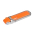 Флешка 3.0 с массивным классическим корпусом, 128 Гб, оранжевый/серебристый, оранжевый/серебристый, натуральная кожа, металл