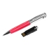 Флешка в виде ручки с мини чипом, 16 Гб, красный/серебристый, красный/серебристый, металл/кожа пу