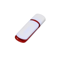 Флешка 3.0 промо прямоугольной классической формы с цветными вставками, 128 Гб, белый/красный