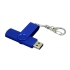 Флешка с поворотным механизмом, c дополнительным разъемом Micro USB, 16 Гб, синий, синий, пластик с покрытием soft-touch/металл