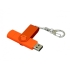 Флешка с поворотным механизмом, c дополнительным разъемом Micro USB, 16 Гб, оранжевый, оранжевый, пластик с покрытием soft-touch/металл