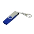Флешка с  поворотным механизмом, c дополнительным разъемом Micro USB, 32 Гб, синий, синий, пластик/металл