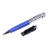 Флешка в виде ручки с мини чипом, 16 Гб, синий/серебристый, синий/серебристый, металл/кожа пу