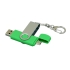 Флешка с  поворотным механизмом, c дополнительным разъемом Micro USB, 16 Гб, зеленый, зеленый/серебристый, пластик/металл