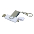 Флешка с  поворотным механизмом, c дополнительным разъемом Micro USB, 64 Гб, белый, белый/серебристый, пластик